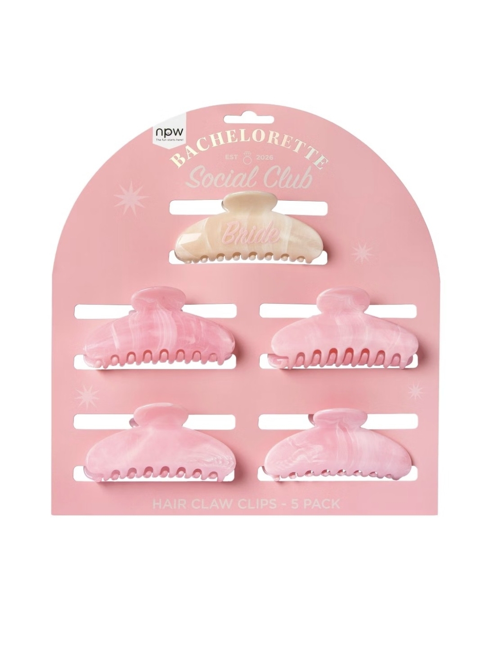 Target Pink & Cream Marbled Hair Claw Clip Set, 5-Pack